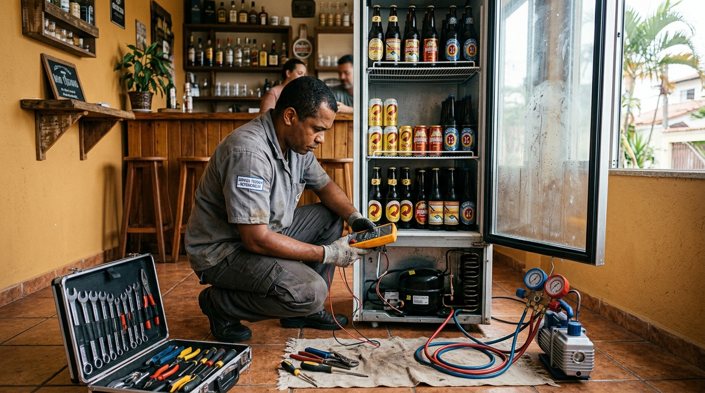Substituição do termostato de uma cervejeira em Santo André‑SP